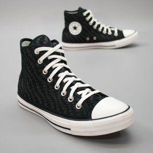 Converse Men's 8 Chuck Taylor All Star High Tonal Weaving Black Sneakers 171074C